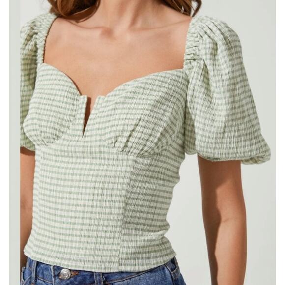 ASTR The Label Daydreamer Women's Puff Sleeve Smocked Top XS. - Picture 2 of 9